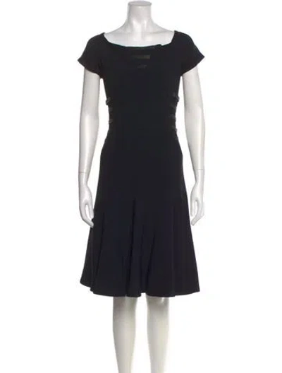 Pre-owned Versace Bateau Neckline Midi Length Dress In Black
