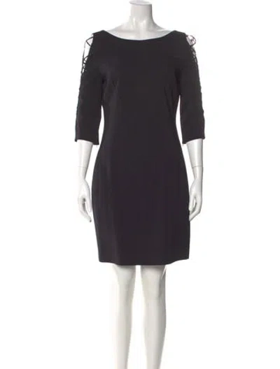 Pre-owned Versace Bateau Neckline Mini Dress In Black