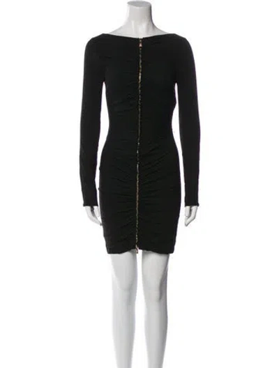 Pre-owned Versace Bateau Neckline Mini Dress In Black