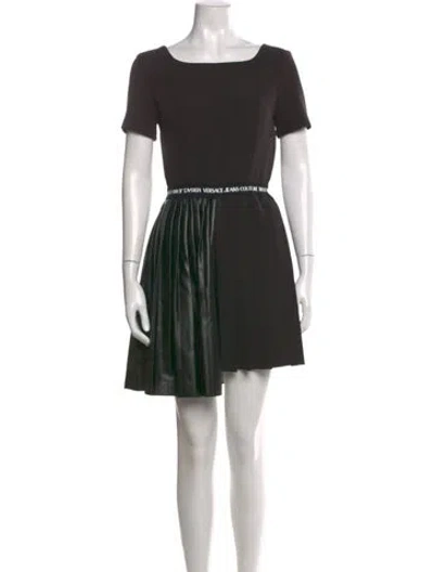 Pre-owned Versace Bateau Neckline Mini Dress In Black