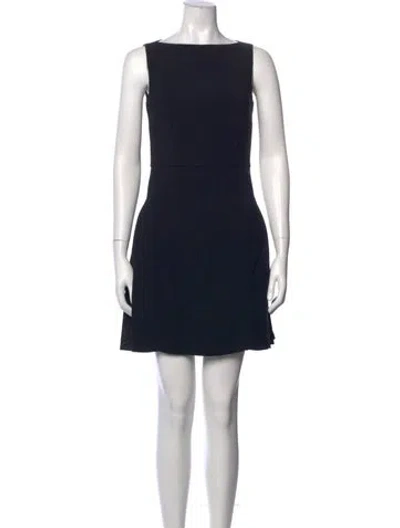 Pre-owned Versace Bateau Neckline Mini Dress In Blue