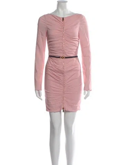 Pre-owned Versace Bateau Neckline Mini Dress In Pink