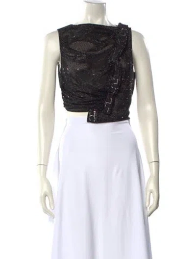 Pre-owned Versace Bateau Neckline Sleeveless Crop Top In Black
