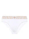 Versace Swim Briefs With Iconic Greek Key Design And Luxurious Comfort In White