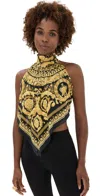 Versace Black Barocco Cover-up Foulard Top In 5b000-black+gold