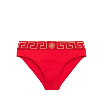 Versace Red Greca Border Briefs In A9x2-red-gold