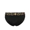 Versace Black Speedo With Greca Detail In Tech Fabric Man In Black