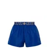 Versace Intimo Blue Geometric Patterned Lingerie Shorts In Blue/gold
