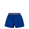 Versace Mens Bluette Gold Brand-pattern Low-rise Stretch-cotton Trunks In Blue/gold