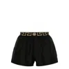 Versace Black Swim Trunks With Greca And Medusa Head Print On Elastic Waistband In Nylon Man In Multicolor