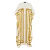 Versace Multicolordress With Classic Collar And All-over Chain Print In Cotton And Silk Blend Woman In Neutrals/yellow