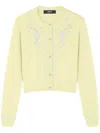 Versace Embroidered Cashmere Knit Cardigan In Gelb