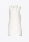 Versace Embellished Satin Mini Dress In White