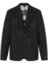Versace Bead-embellished Single-breasted Blazer In Black