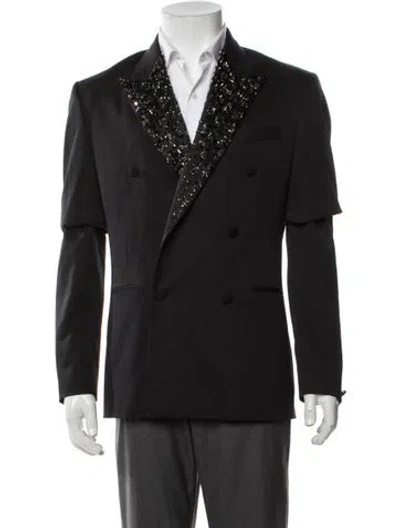 Pre-owned Versace Beaded Accents Blazer In Black