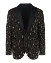 Versace Beaded Embellished Animal Patterned Blazer In Black