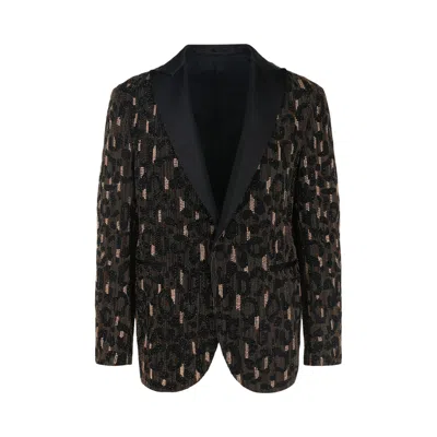 Pre-owned Versace Beaded Embellished Animal Patterned Blazer 'black' | Men's Size 50