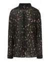 Versace Beaded Embellished Animal Patterned Blouse In Black