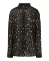 Versace Beaded Embellished Animal Patterned Blouse In Black