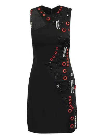 Pre-owned Versace Beaded Sleeveless Dress In Black