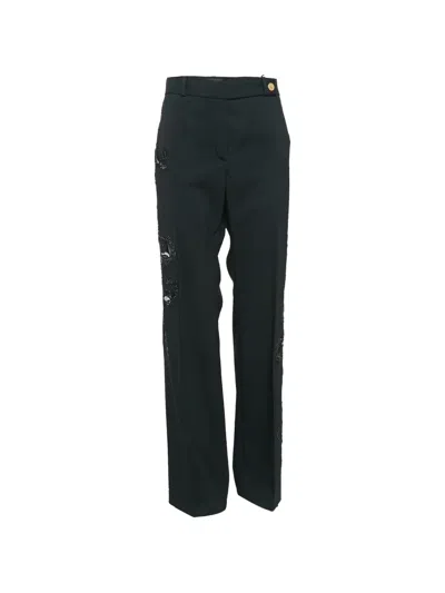 Pre-owned Versace Beaded Trousers In Black
