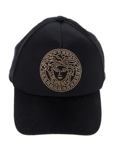 Pre-owned Versace Bedazzled Meduza Baseball Cap In Black