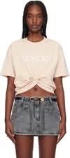Versace Safety Pin 1978 Re-edition Logo T-shirt In 2kq70-champagne+whit