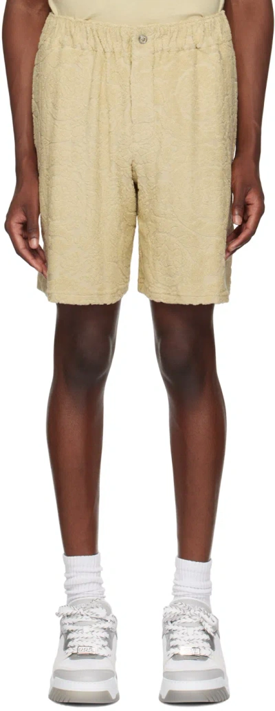 Versace Beige Barocco Jacquard Shorts In 1kd70-light Sand