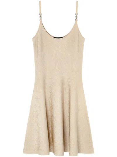 VERSACE BEIGE BAROCCO KNIT MINI DRESS