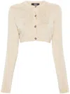 Versace Barocco Texture Cropped Cardigan In Beige