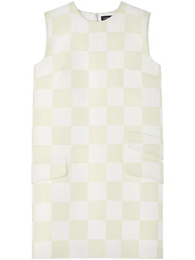 Versace Contrasto Duchesse Shift Mini Dress In Neutrals