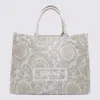 VERSACE VERSACE BEIGE COTTON BLEND BAROCCO TOTE BAG