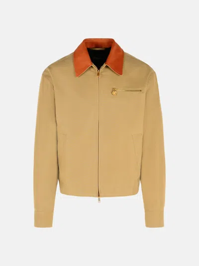 Versace Beige Cotton Jacket In Sand