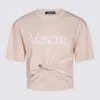 Versace Cropped T-shirt With Twist Detail And Safety Pin Logo
