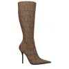 Versace Beige Fabric Boot In Brown