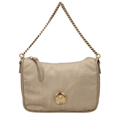 Versace Beige Fabric Handbag In Neutral