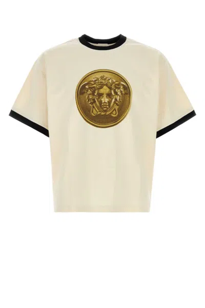VERSACE MEN BEIGE GRAPHIC T-SHIRTS