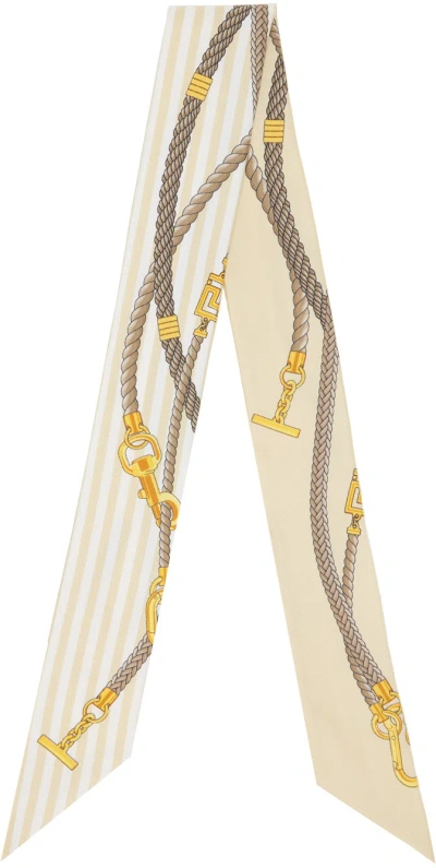 Versace Beige Greca Nautical Silk Scarf In 5k400-sand+gold