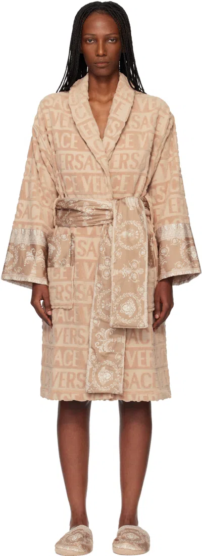 Versace Beige 'i Heart Baroque' Bathrobe In Neutral