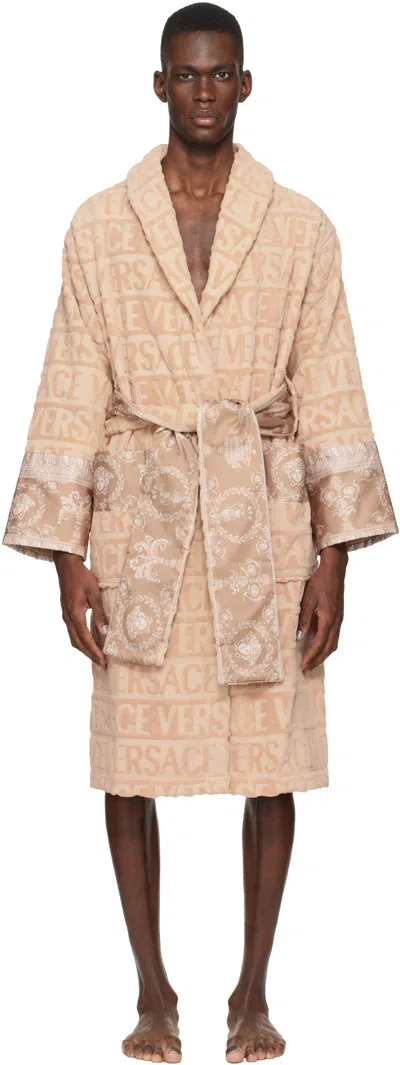 Versace Beige 'i Heart Baroque' Bathrobe In Neutral