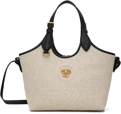 Versace Beige 'la Medusa' Canvas Mini Tote