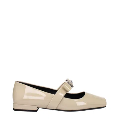 Versace Beige Leather Ballet Flat In Neutral