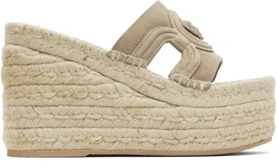 Versace Beige Medusa '95 Platform Espadrille Heeled Sandals