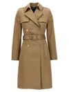 Versace Icons Belted Double-breasted Cotton-gabardine Trench Coat In Beige