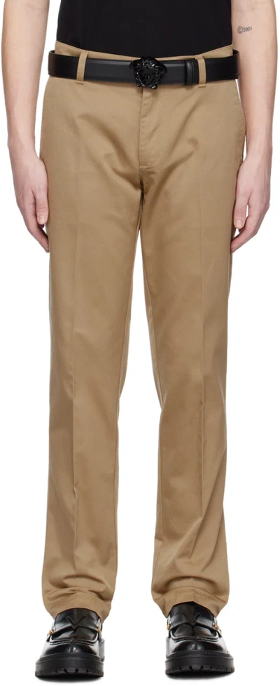 Versace Beige Medusa Trousers In 1ka50 Desert Beige