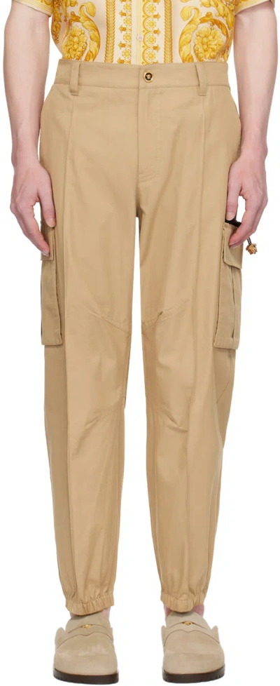 Versace Beige Pinched Seam Cargo Pants In 1kd40-sand