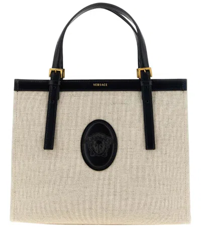 Versace Beige Riviere Large Tote In Neutral