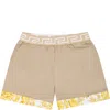 VERSACE BEIGE SHORTS FOR BABY BOY WITH BAROQUE PRINT