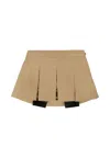 Versace Beige Skirt For Baby Girl With Barocco Print In Brown