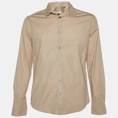 Pre-owned Versace Beige Stretch Cotton Trend Fit Shirt L